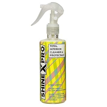 ShineXPro Car Interior Cleaner and Protectant - Citrus Scent - Safe As a Car Seat Cleaner and For All Interior Surfaces Including Leather and Fabric - Infused UV Blockers Protect From Fading