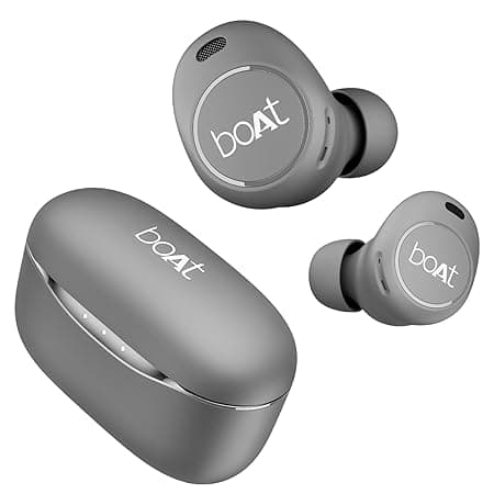 boAt Airdopes 121 V2 Plus TWS Earbuds with 50 HRS Playtime,Quad Mics w/ENx™ Tech,ASAP™ Charging, Beast™ Mode(50ms Low Latency),BTv5.3 & IPX4(Slate Grey)
