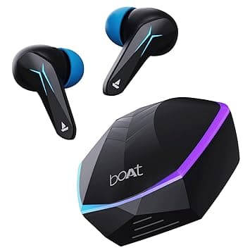 boAt Immortal 121 TWS Earbuds with Beast™ Mode(40ms Low Latency) for Gaming, 40H Playtime, Blazing LEDs, Quad Mics ENx Signature Sound, ASAP™ Charge(10 Mins= 180 Mins)(Black Sabre)